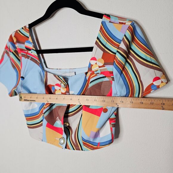 NWT Stefania Vaidani 60s Front Button Crop Top and Matching Button Mini Skirt SM - Picture 15 of 16